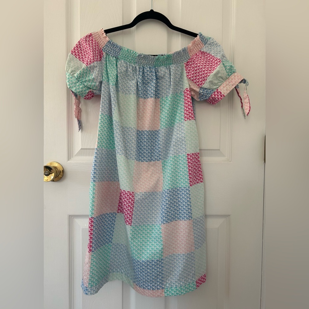 Vineyard Vines for Target Patchwork Whale Print Off-Shoulder Dress